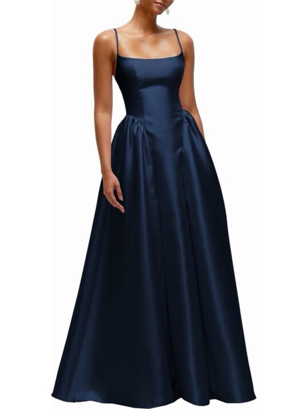 NWT Dessy Collection Sleeveless Satin Gown In Midnight Size 12 $279